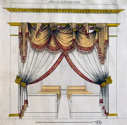 Ontwerp van nis met twee bedden (Eerste Keizerrijk periode), illustratie, Frankrijk