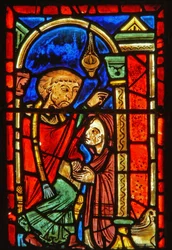 Raam met scènes uit het leven van St. Maria de Egyptische (detail)