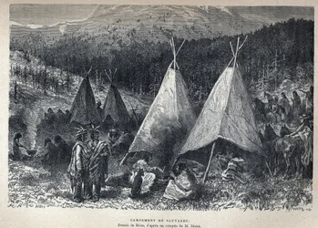 Ontdekking van Canada: Amerikaans Indianenkamp met tipi