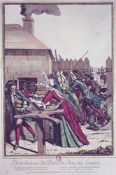 Uitdeling van het Koningsbrood in het Louvre tijdens een hongersnood