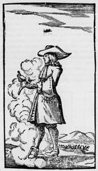 Wichelroedeloper met afbuigende wichelroede - uitleg van de stok in 