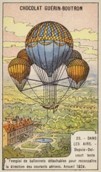 Dupuis-Delcourt probeert de richting van luchtstromen te meten met afneembare ballonnen, Arcueil, Frankrijk