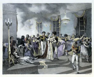 Tijdens de viering van het huwelijk van Napoleon I met Marie Louise in de Oostenrijkse ambassade in Parijs op 01/07/1810 brak er brand uit. Er vielen meerdere doden. Napoleon I creëerde later de brandweer.