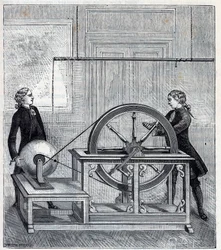 Elektrische machine (Generator) door Francis Hauksbee (1666-1713) geperfectioneerd door Boze l