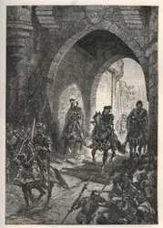 Intocht van Karel VI de Beminde (1368-1422), koning van Frankrijk, in Parijs na het neerslaan van de opstand van de Maillotins in 1382 - Franse koning Karel VI keert terug naar Parijs - Intocht van Karel VI de Beminde (1368-1422), koning van Frankrijk, in 