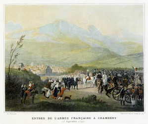 Intocht van het Franse leger in Chambéry, 25 september