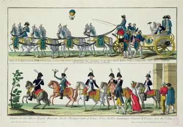 Intocht in Parijs van Charles, Graaf van Artois, 12 april 1814, en Intocht in Parijs van Lodewijk XVIII, Koning van Frankrijk en Navarra, 3 mei 1814