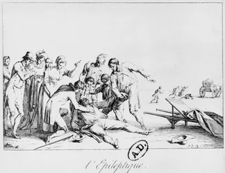 Epileptische aanval op straat, ca. 1800