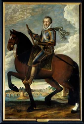 Ruiterportret van Hendrik IV, koning van Frankrijk voor de Pont Neuf in Parijs