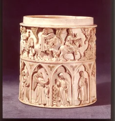 Eucharistiepot die de wijzen en de annunciatie afbeeldt, uit Citeaux