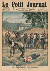 Gebeurtenissen in Mexico, het neerschieten van drie Amerikanen, voorpagina illustratie van 