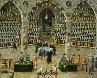 Onderzoek van een apotheker, begin 18e eeuw