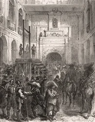 Executie van maarschalk Henri II van Montmorency in Toulouse in 1632. Gravure in "Histoire De France En Cent Paintings" door Paul Lehugeur, 1891