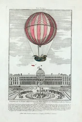 Ervaring van de luchtballon van MM. Charles en Robert in de Jardin des Thuileries op 1 december 1783, gepubliceerd 1783
