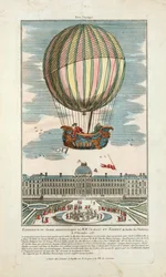 Ervaring van de luchtballon van MM. Charles en Robert in de Jardin des Thuileries op 1 december 1783, uitgegeven 1783
