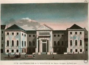 Buitenaanzicht van het Hospice Saint-Jacques, ca. 1800