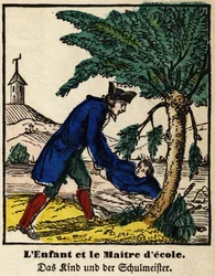 Fabels van La Fontaine: het kind en de schoolmeester (spinal afbeelding, eerste helft 19e eeuw)