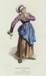 Farce De Calbain (gekleurde gravure)