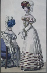 Modeplaat, Parijs, illustratie uit Le Petit Courrier des Dames, ca.1820