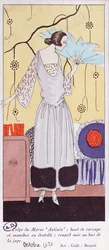 Modeplaat met afbeelding van een waaier gemaakt van veren, uit Art, Gout, Beaute, 1921