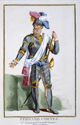 Fernand Cortez (1485-1547), gegraveerd door Pierre Duflos (1742-1816), 1780 (kopergravure)