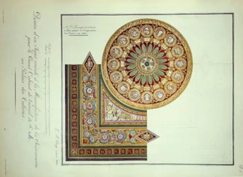 Eerste Keizerrijk: ontwerp van een tapijt uitgevoerd bij de Manufacture de la Savonnerie voor het werkkabinet van keizer Napoleon I in het Palais des Tuileries in Parijs
