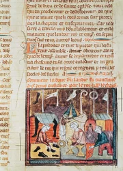 Fol.122v Kooplieden op de Lendit-beurs bij St. Denis, uit de Grandes Chroniques de France, 1375-79