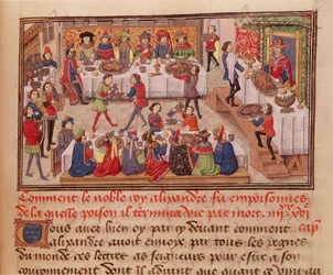 Hoe de edele koning Alexander werd vergiftigd, illustratie uit een boek door Jean Wauquelin, uit de Histoire du Grand Alexandre 1460