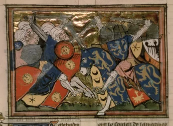 Slag om Jeruzalem in 1187, uit Le Roman de Godefroi de Bouillon