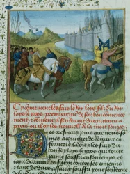 Intocht van Lodewijk VII in Constantinopel met keizer Koenraad III tijdens de kruistochten, 1147-9