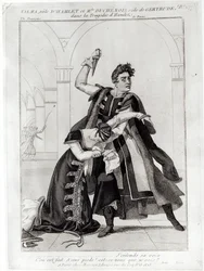 Francois-Joseph Talma (1763-1826) als Hamlet en Mademoiselle Duchenois als Gertrude, in Shakespeare