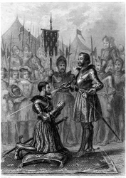 François I, gewapende ridder na de Slag bij Marignan (1515). 19e eeuw (gravure)