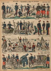 Franse legerartillerie bouwt pontonbruggen