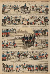 Cavalerie cadetten van het Franse leger in opleiding