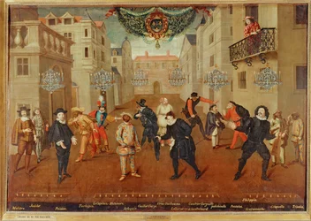 Franse en Italiaanse komieken ... (schilderij op doek)