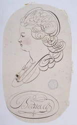 Franse kalligrafie: Portret van een jong persoon uitgevoerd door Bernard de Paris rond 1780.