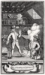 Frontispice door Dubercelle voor "The Devil upon Two Sticks", c.1787
