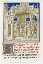 Frontispice in grisaille van een manuscript