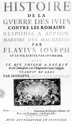 Frontispice van Histoire de la Guerre des Juifs contre les Romains, door Flavius Josephus, gepubliceerd in Parijs, 1688