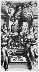 Frontispice van Lof der Zotheid door Desiderius Erasmus