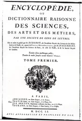 Frontispice van The Encyclopedia of Science, Art and Engineering door Denis Diderot, gepubliceerd in Parijs, 1751