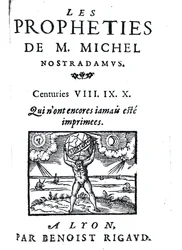 Frontispice van De Voorspellingen van M. Michel Nostradamus, uitgegeven door Benoist Rigaud, 1568