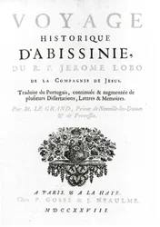 Frontispice van de Franse vertaling van Voyage to Abyssinia door Jeronimo Lobo, gepubliceerd in 1728