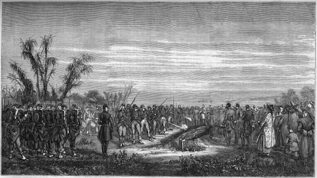 Begrafenis van Generaal Edouard Collineau (1810-1861) in Tsien Tsin (China), 15 januari