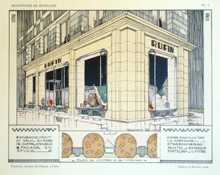 Bontwerker, plaat 9, illustratie uit Devantures de Boutiques door Louis-Pierre Sezille, Parijs, 1927