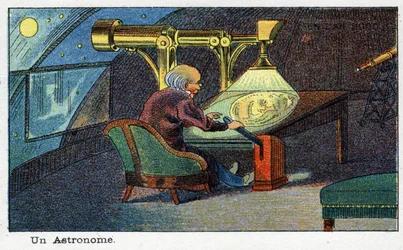 Futuredays: Een negentiende-eeuwse visie op het jaar 2000 Serie: Een astronoom (werkend met een bijzondere telescoop)