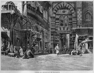 Poort van Biwaristande Qalawim, uit LEgypte, door Georg Moritz Ebers, 1881