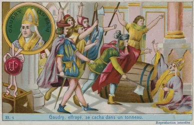Gaudry, bang, verstopt in een vat