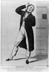 Generaal Charles Pichegru (1761-1804) die zichzelf wurgt in de Tempel