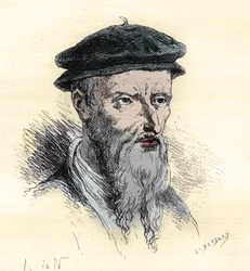 Guillaume Farel - William Farel - 1489-1565 - gravure uit 